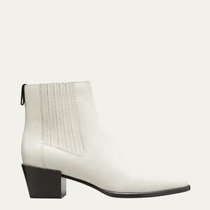 Rag & Bone Rover Leather Chelsea Ankle Pointed Toe Bootie in Bone White, 36.5